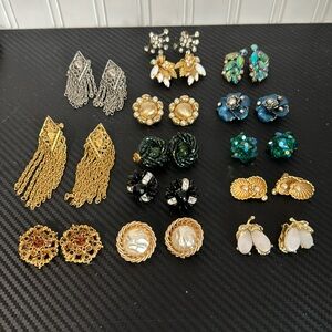 14 pairs Vintage clip on earrings